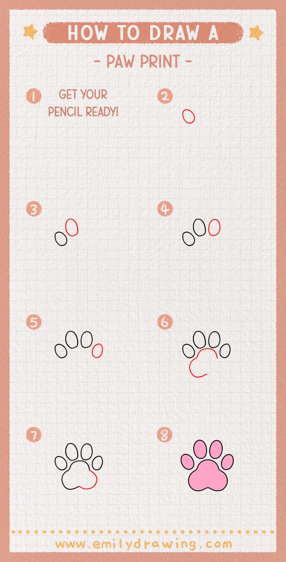 how to draw a paw print pinterest pin